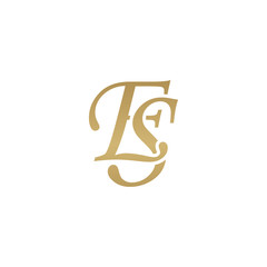Initial letter ES, overlapping elegant monogram logo, luxury golden color