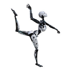 3D Rendering Female Robot on White