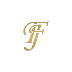 Initial letter FJ, overlapping elegant monogram logo, luxury golden color
