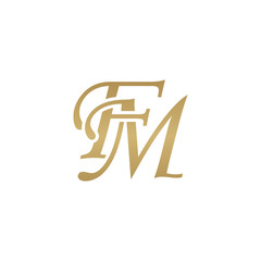 Initial letter FM, overlapping elegant monogram logo, luxury golden color