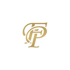 Initial letter FP, overlapping elegant monogram logo, luxury golden color