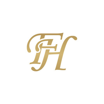 Initial letter FH, overlapping elegant monogram logo, luxury golden color