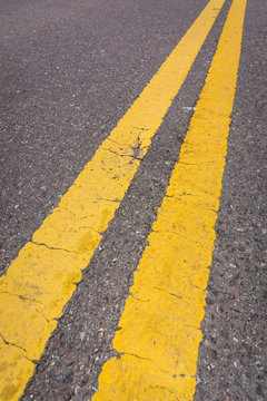 Vertical Image Of Yellow Road Lines