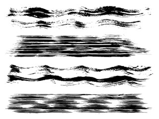 Vector collection of artistic grungy black paint hand made creative brush stroke set isolated on white background. A group of abstract grunge sketches for design education or graphic art decoration