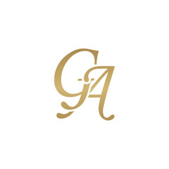 Initial letter GA, overlapping elegant monogram logo, luxury golden color