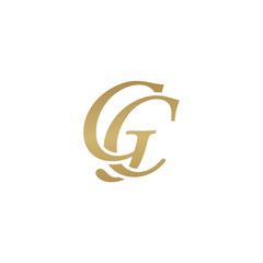 Initial letter GC, overlapping elegant monogram logo, luxury golden color