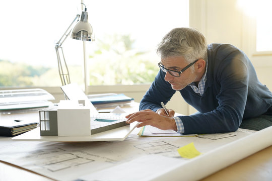 Architect In Office Working On 3D Model