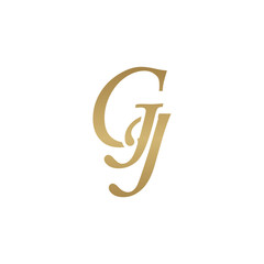 Initial letter GJ, overlapping elegant monogram logo, luxury golden color