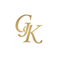 Initial letter GK, overlapping elegant monogram logo, luxury golden color