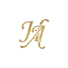 Initial letter HA, overlapping elegant monogram logo, luxury golden color