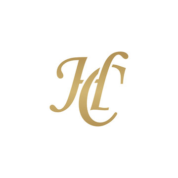 Initial letter HC, overlapping elegant monogram logo, luxury golden color
