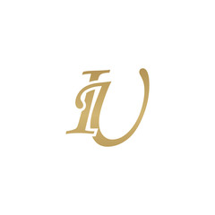 Initial letter IU, overlapping elegant monogram logo, luxury golden color