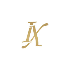 Initial letter IX, overlapping elegant monogram logo, luxury golden color