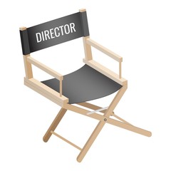Director empty chair isolated on white background. Workplace of filmmaker