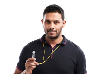 Confident Soccer Coach Posing for Photography