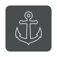 Icono plano linea ancla en cuadrado gris