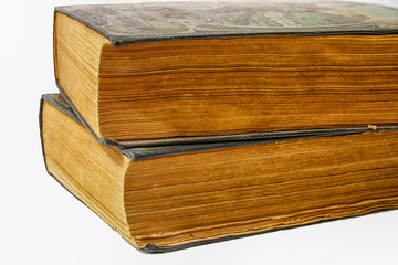 two old and weathered books