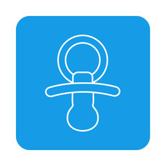 Icono plano linea chupete en cuadrado azul