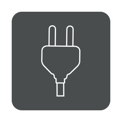 Icono plano linea enchufe en cuadrado gris