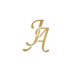 Initial letter JA, overlapping elegant monogram logo, luxury golden color