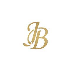 Obraz premium Initial letter JB, overlapping elegant monogram logo, luxury golden color