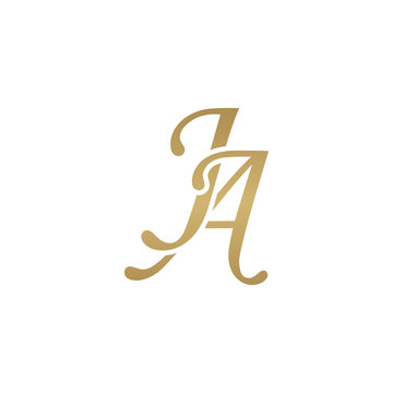 Initial letter JA, overlapping elegant monogram logo, luxury golden color