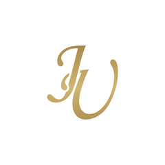 Initial letter JU, overlapping elegant monogram logo, luxury golden color