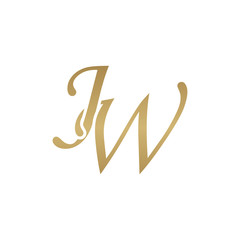 Obraz premium Initial letter JW, overlapping elegant monogram logo, luxury golden color