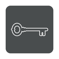 Icono plano linea llave antigua en cuadrado gris