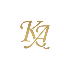 Initial letter KA, overlapping elegant monogram logo, luxury golden color - obrazy, fototapety, plakaty