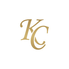Initial letter KC, overlapping elegant monogram logo, luxury golden color