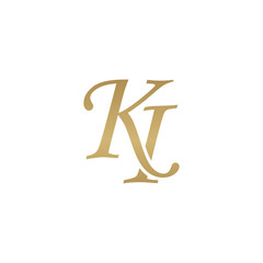 Initial letter KI, overlapping elegant monogram logo, luxury golden color
