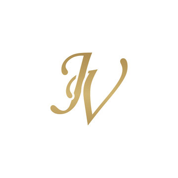 Initial letter JV, overlapping elegant monogram logo, luxury golden color