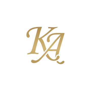 Initial letter KA, overlapping elegant monogram logo, luxury golden color