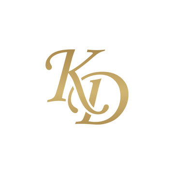 Initial letter KD, overlapping elegant monogram logo, luxury golden color