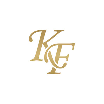 Initial letter KF, overlapping elegant monogram logo, luxury golden color