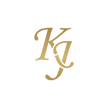 Initial letter KJ, overlapping elegant monogram logo, luxury golden color