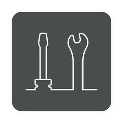 Icono plano linea reparaciones en cuadrado gris