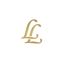 Initial letter LL, overlapping elegant monogram logo, luxury golden color
