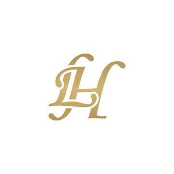 Initial letter LH, overlapping elegant monogram logo, luxury golden color