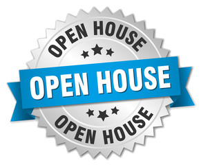 open house round isolated silver badge
