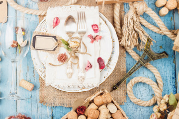 Tableware and silverware with different decorations