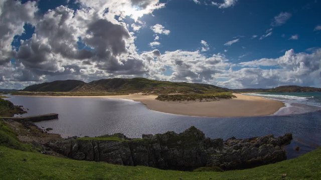 Time lapse of the stunning coastline at bettyhill on the northern coastline of scotland on sunny day