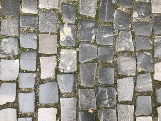 Cobblestone road as a pattern background