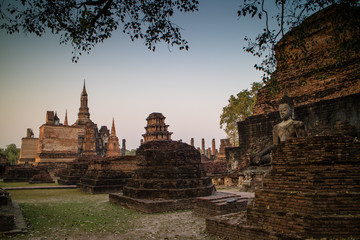 Ancient ruin temple and pagoda at Sukhothai Historical Park