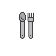 Fork spoon filled outline icon, line vector sign, linear colorful pictogram isolated on white. Cutlery symbol, logo illustration. Pixel perfect vector graphics