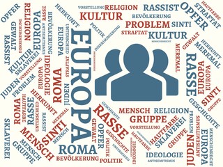 EUROPA - Bilder mit Wörtern aus dem Bereich Rassismus, Wort, Bild, Illustration