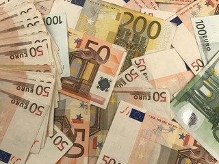 Euro banknotes on the table