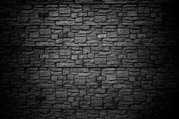 Background, texture wall made of stone blocks. Blank space, dark style. Brick wall - Powered by Adobe