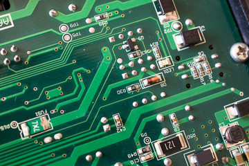Green PCB close up.
